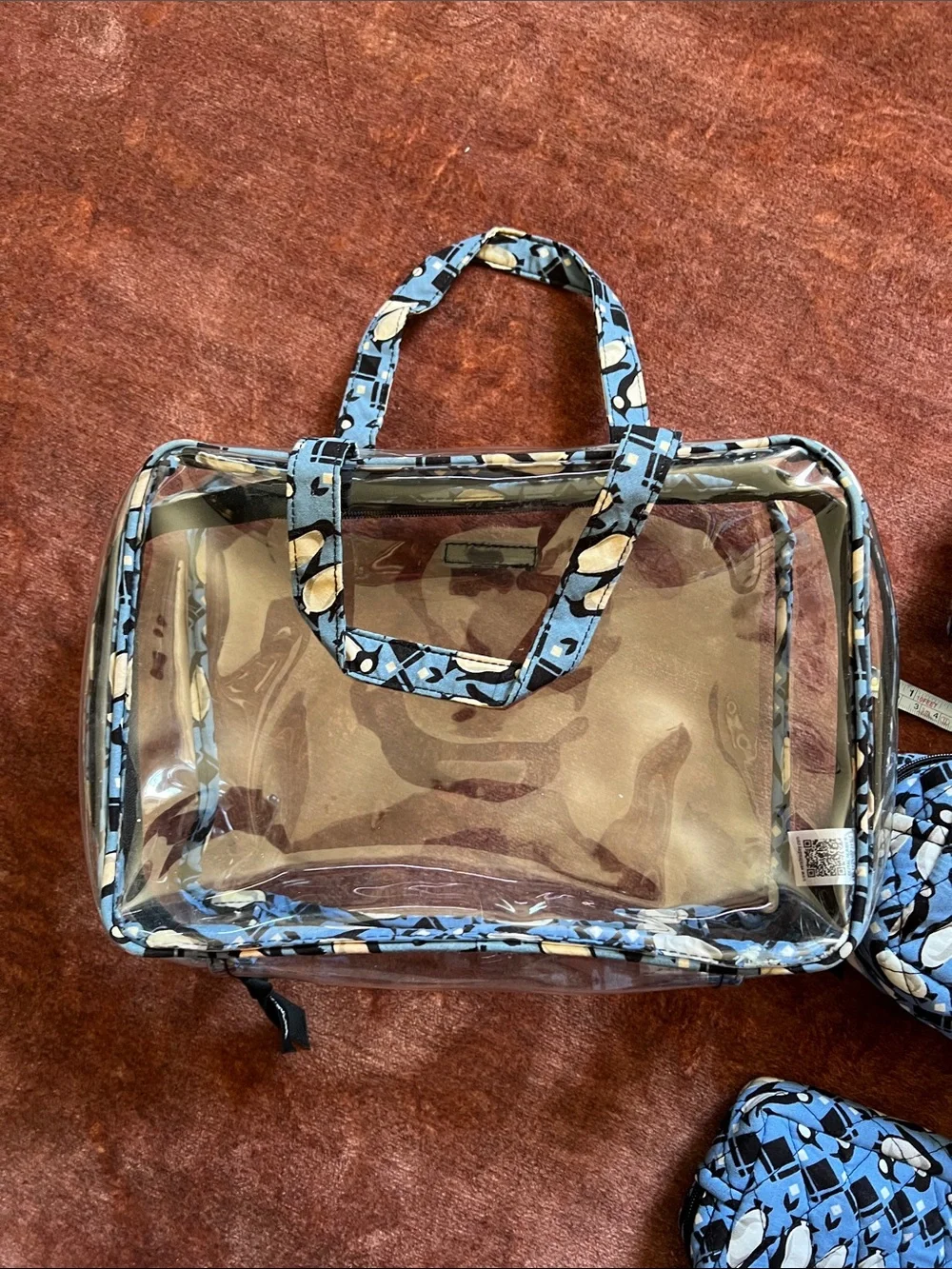 Vera Bradley Penguin Clear Tote with Matching Cosmetic Bags